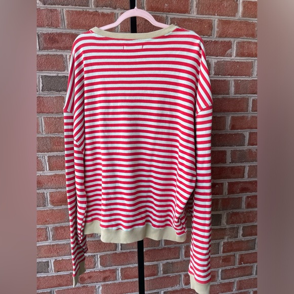 NEW FREE PEOPLE CLASSIC STRIPED OVERSIZED CREWNECK Cherry Combo Size Small Viral - Picture 6 of 7